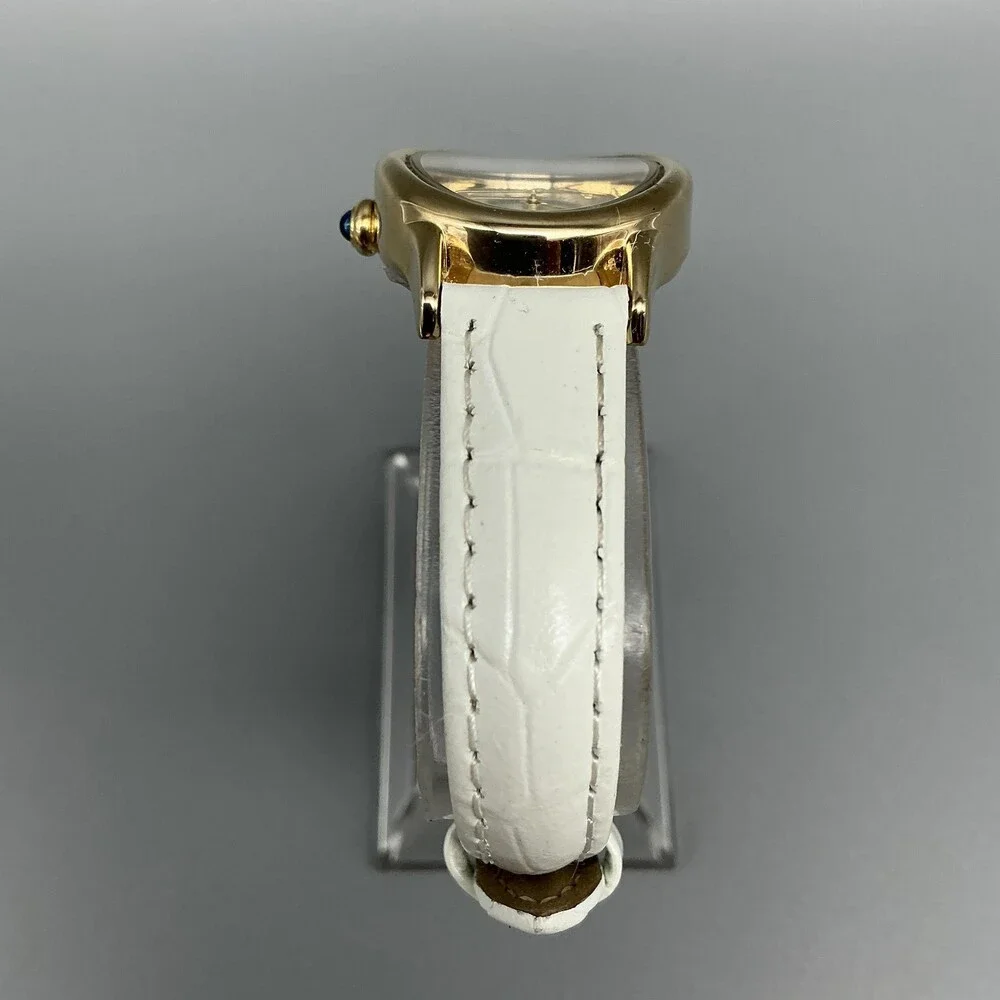 Ecclissi Facets Womens Watch 24mm MOP Dial Gold Tone Leather Diamond New Battery